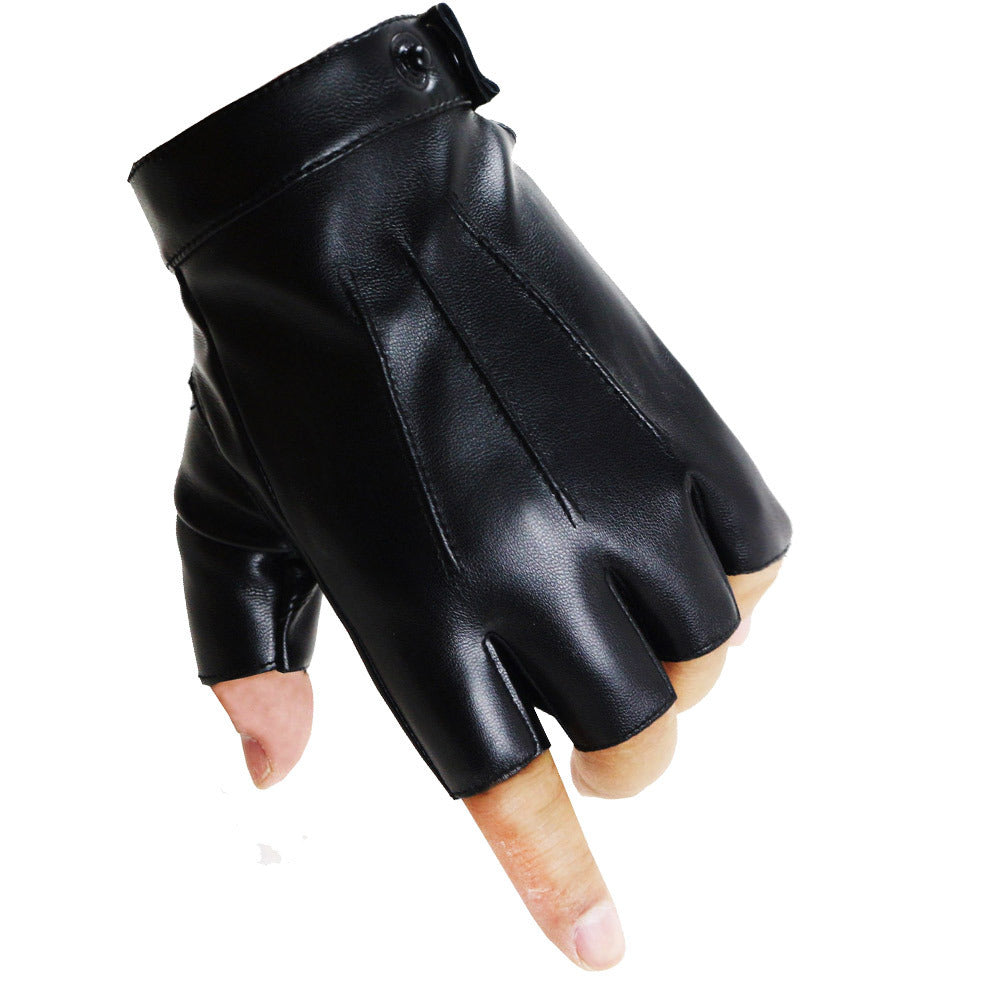 Cycling Leather Half-Finger Gloves For Men And Women Imitation Leather Half Leaky Fingerless Outdoor Fitness Non-Slip Driving