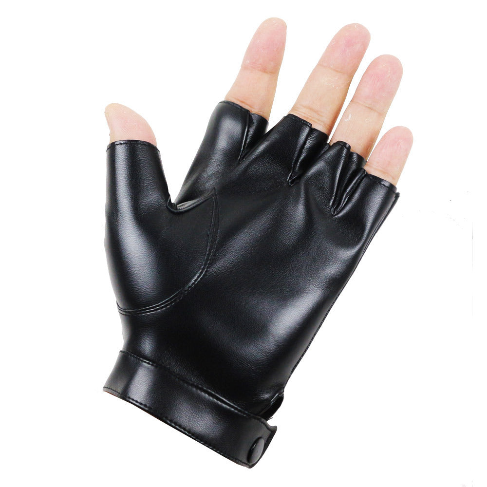 Cycling Leather Half-Finger Gloves For Men And Women Imitation Leather Half Leaky Fingerless Outdoor Fitness Non-Slip Driving