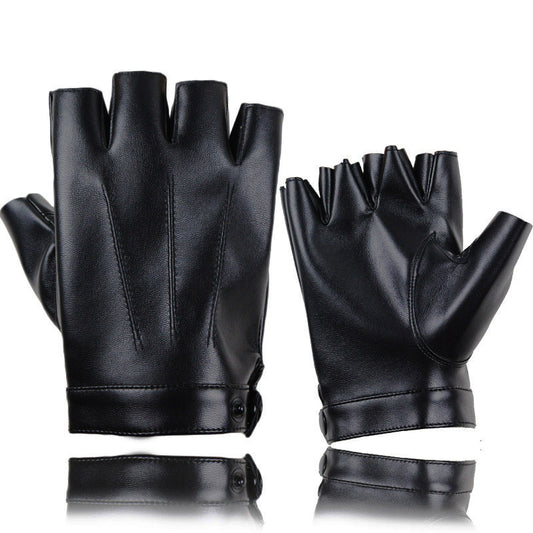 Cycling Leather Half-Finger Gloves For Men And Women Imitation Leather Half Leaky Fingerless Outdoor Fitness Non-Slip Driving